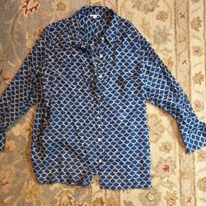 J. Jill Blue and White Button Down Shirt